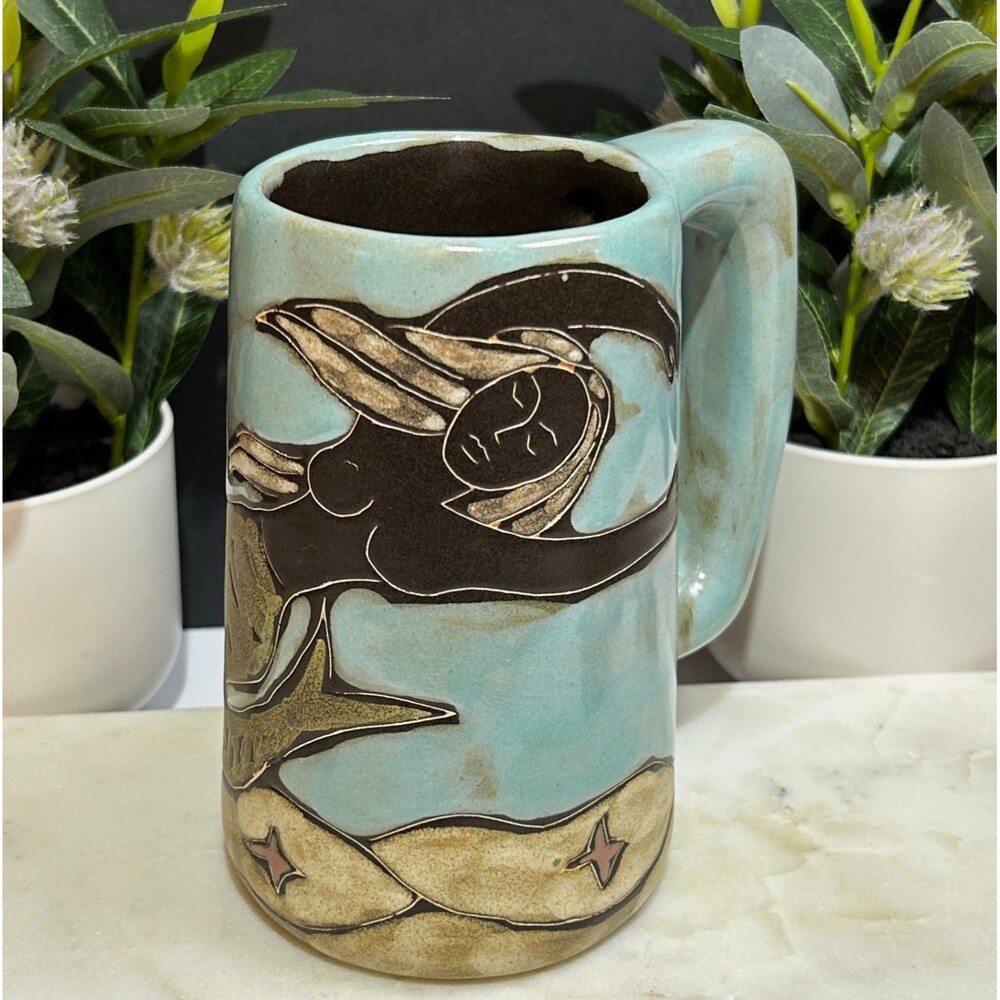 MARA MEXICO STONEWARE ART STUDIO POTTERY LARGE MERMAID COFFEE MUG MEXICAN ART EC